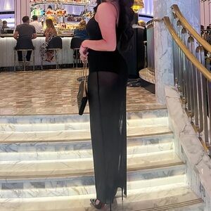 Black maxi bodysuit mesh dress Zara size small worn once